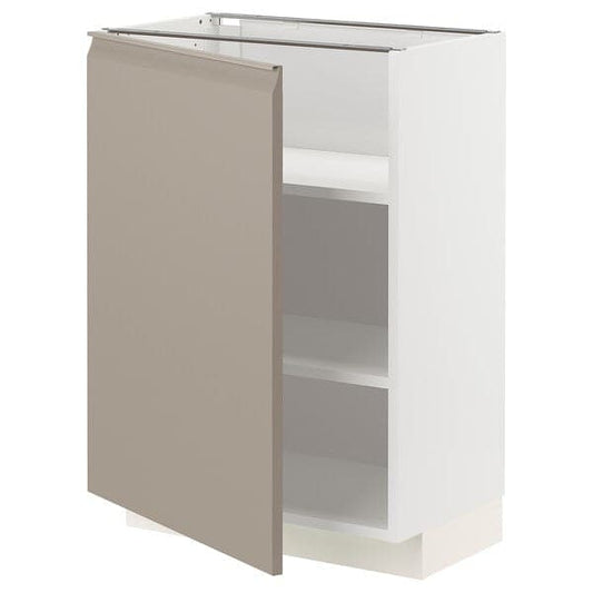 Ikea METOD - Base cabinet with shelves, white/Upplöv matt dark beige, 60x37 cm