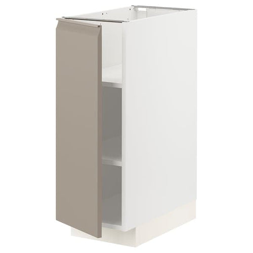 METOD base cabinet with shelves, white/Upplöv matt dark beige, 30x60 cm