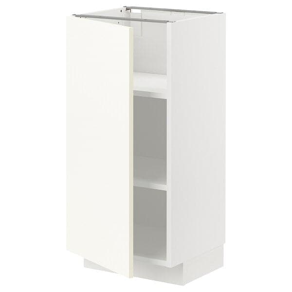 METOD - Base cabinet with shelves, white/Vallstena white, 40x37 cm