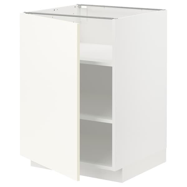 METOD - Base cabinet with shelves, white/Vallstena white, 60x60 cm