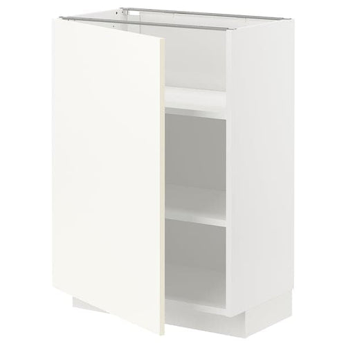 METOD - Base cabinet with shelves, white/Vallstena white, 60x37 cm