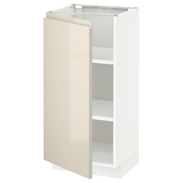 METOD - Base cabinet with shelves, white/Voxtorp high-gloss light beige, 40x37 cm - best price from Maltashopper.com 89457393