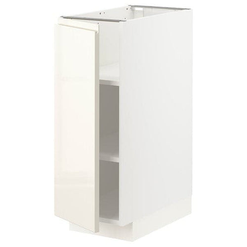 METOD - Base cabinet with shelves, white/Voxtorp high-gloss light beige, 30x60 cm