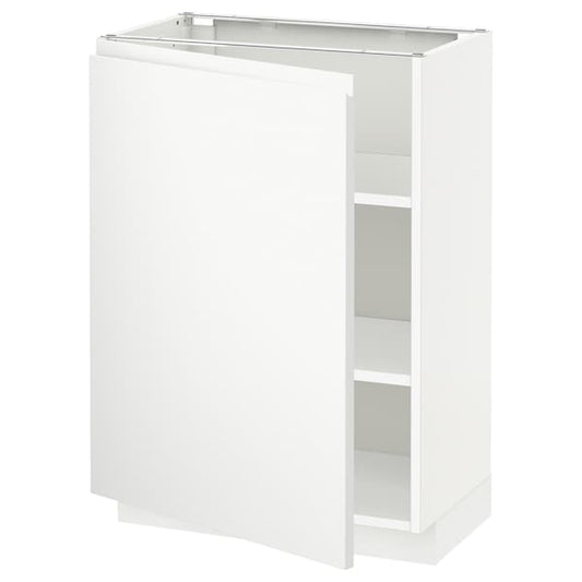 METOD - Base cabinet with shelves, white/Voxtorp matt white, 60x37 cm - best price from Maltashopper.com 09455920
