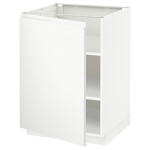 METOD base cabinet with shelves, white/Voxtorp matt white, 60x60 cm