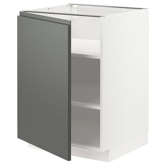 Ikea METOD - Base cabinet with shelves, white/Voxtorp dark grey, 60x60 cm