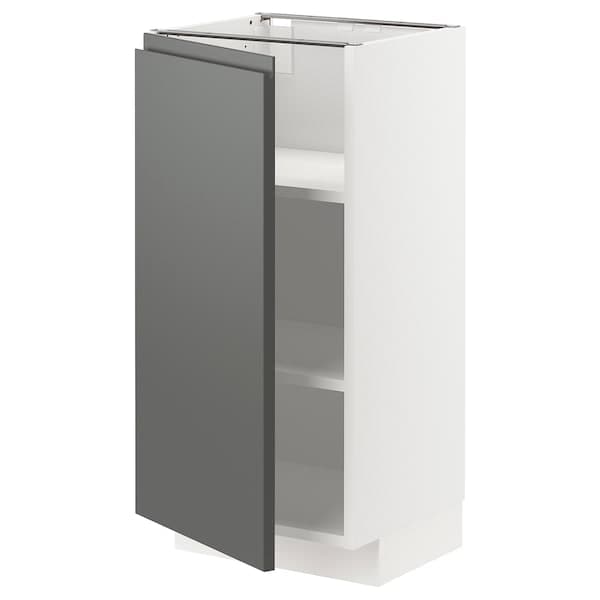 METOD - Base cabinet with shelves, white/Voxtorp dark grey, 40x37 cm - best price from Maltashopper.com 49459153