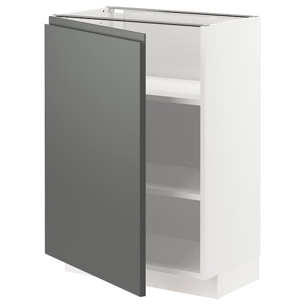 METOD - Base cabinet with shelves, white/Voxtorp dark grey, 60x37 cm