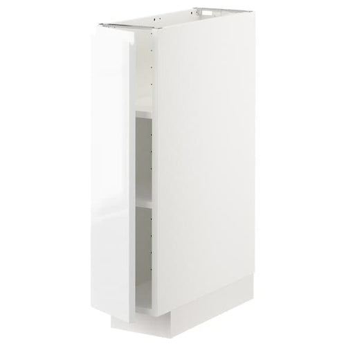 METOD - Base cabinet with shelves, white/Voxtorp high-gloss/white, 20x60 cm