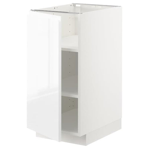 METOD - Base cabinet with shelves, white/Voxtorp high-gloss/white, 40x60 cm