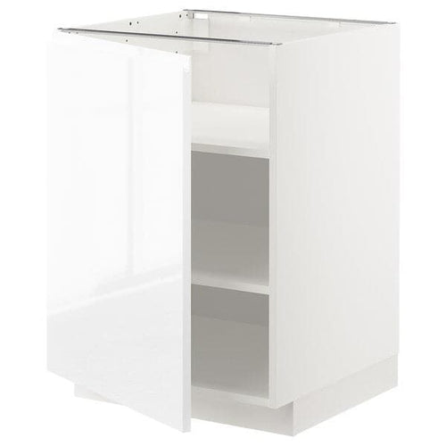 METOD - Base cabinet with shelves, white/Voxtorp high-gloss/white, 60x60 cm