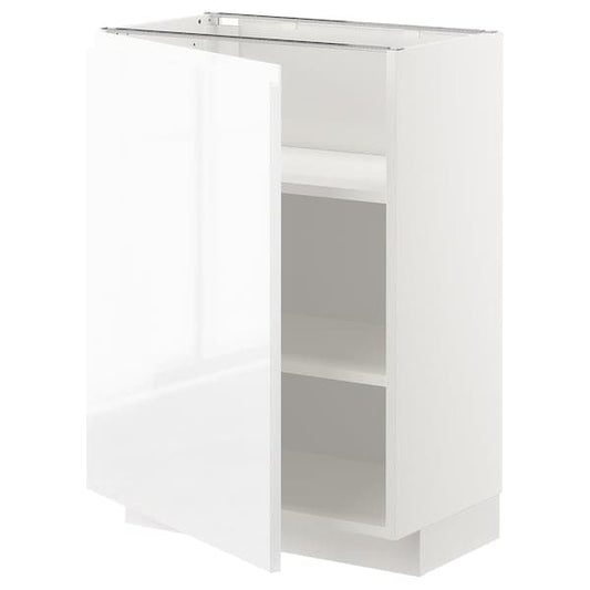 Ikea METOD - Base cabinet with shelves, white/Voxtorp high-gloss/white, 60x37 cm