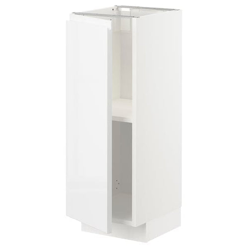 METOD - Base cabinet with shelves, white/Voxtorp high-gloss/white, 30x37 cm