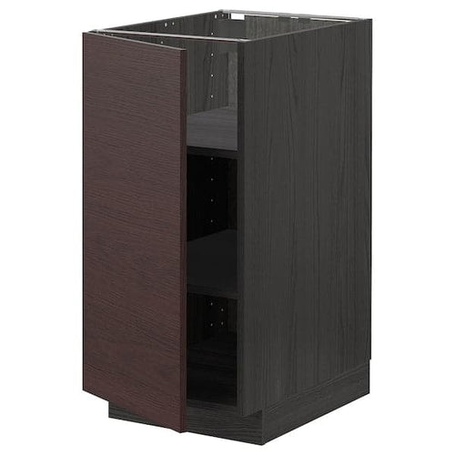 METOD - Base cabinet with shelves, black Askersund/dark brown ash effect, 40x60 cm