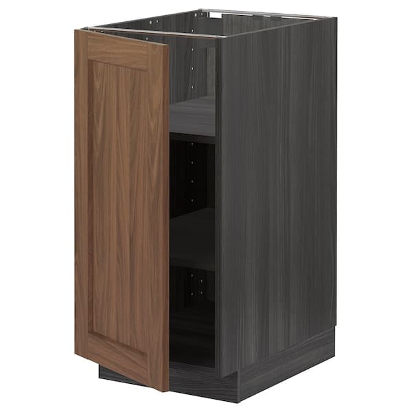 Ikea METOD - Base cabinet with shelves, black Enköping/brown walnut effect, 40x60 cm