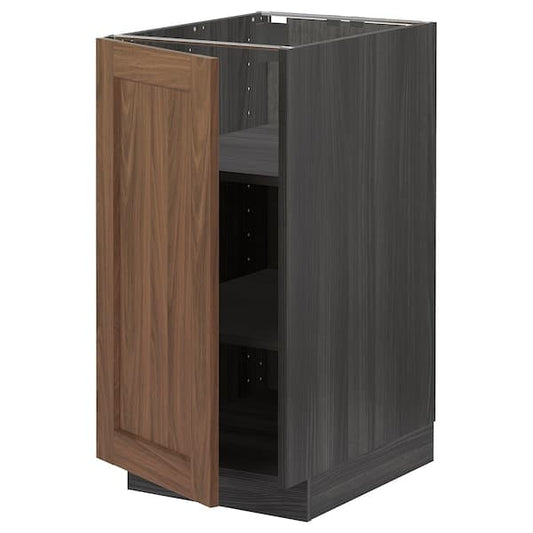 Ikea METOD - Base cabinet with shelves, black Enköping/brown walnut effect, 40x60 cm
