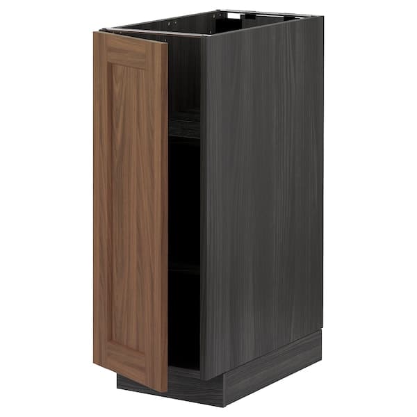 METOD - Base cabinet with shelves, black Enköping/brown walnut effect, 30x60 cm - best price from Maltashopper.com 09476300