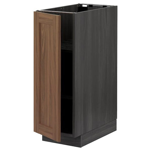 METOD - Base cabinet with shelves, black Enköping/brown walnut effect, 30x60 cm