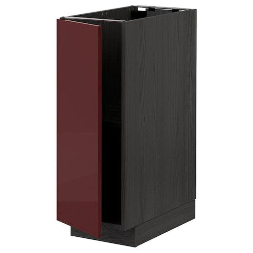 METOD - Base cabinet with shelves, black Kallarp/high-gloss dark red-brown, 30x60 cm