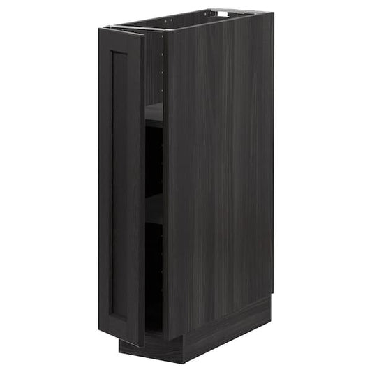 Ikea METOD - Base cabinet with shelves, black/Lerhyttan black stained, 20x60 cm