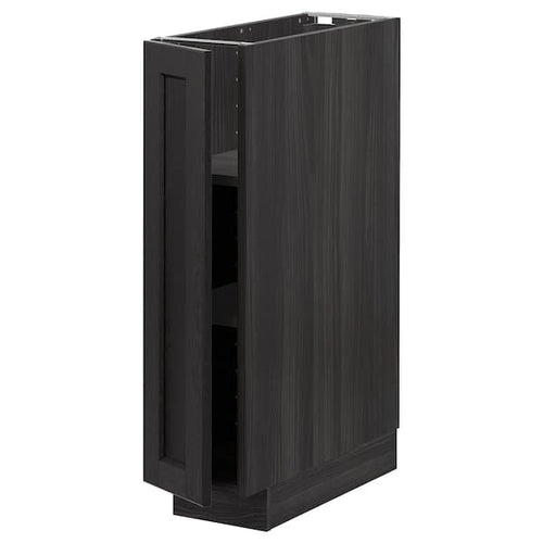 METOD - Base cabinet with shelves, black/Lerhyttan black stained, 20x60 cm