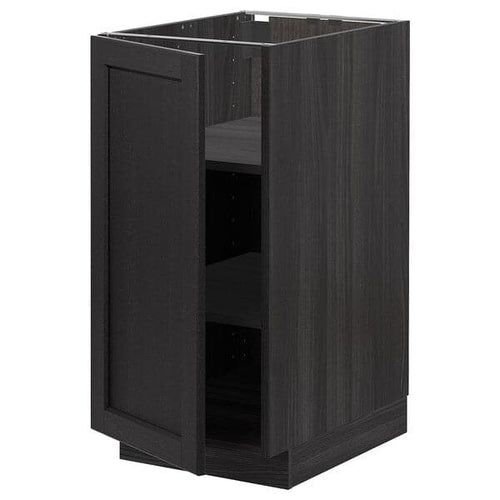 METOD - Base cabinet with shelves, black/Lerhyttan black stained, 40x60 cm