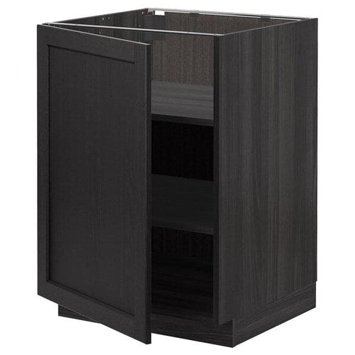 METOD - Base cabinet with shelves, black/Lerhyttan black stained, 60x60 cm