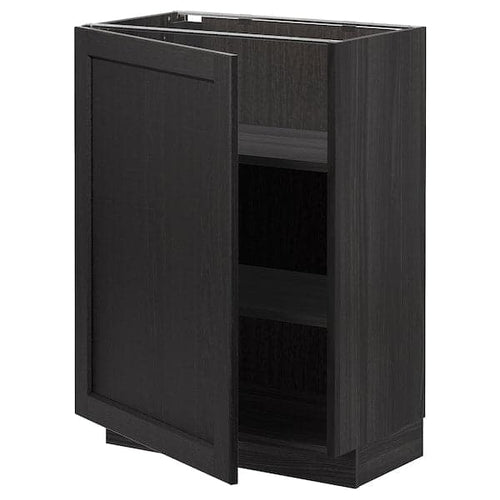 METOD - Base cabinet with shelves, black/Lerhyttan black stained, 60x37 cm