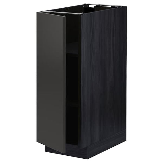 Ikea METOD - Base cabinet with shelves, black/Nickebo matt anthracite, 30x60 cm