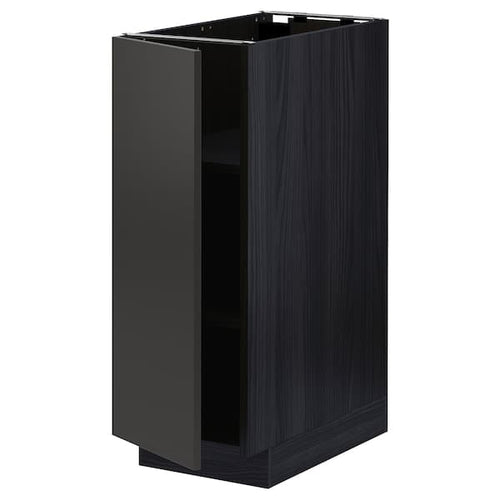 METOD - Base cabinet with shelves, black/Nickebo matt anthracite, 30x60 cm