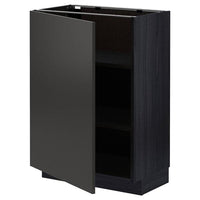 METOD - Base cabinet with shelves, black/Nickebo matt anthracite, 60x37 cm - best price from Maltashopper.com 59498620