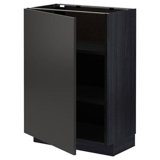 METOD - Base cabinet with shelves, black/Nickebo matt anthracite, 60x37 cm - best price from Maltashopper.com 59498620