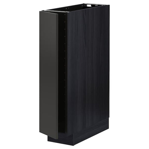 METOD - Base cabinet with shelves, black/Nickebo matt anthracite, 20x60 cm