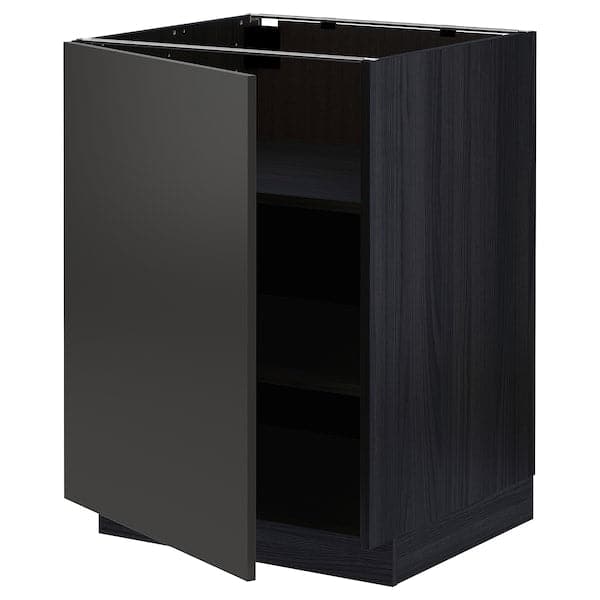 METOD - Base cabinet with shelves, black/Nickebo matt anthracite, 60x60 cm - best price from Maltashopper.com 79499077