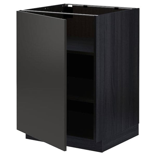METOD - Base cabinet with shelves, black/Nickebo matt anthracite, 60x60 cm - best price from Maltashopper.com 79499077