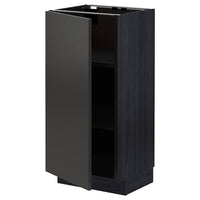 METOD - Base cabinet with shelves, black/Nickebo matt anthracite, 40x37 cm - best price from Maltashopper.com 89498435