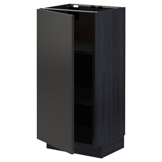 Ikea METOD - Base cabinet with shelves, black/Nickebo matt anthracite, 40x37 cm