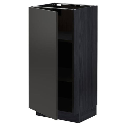 METOD - Base cabinet with shelves, black/Nickebo matt anthracite, 40x37 cm