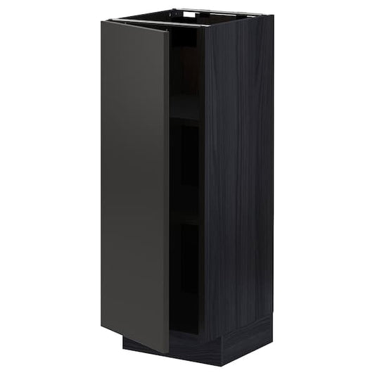Ikea METOD - Base cabinet with shelves, black/Nickebo matt anthracite, 30x37 cm