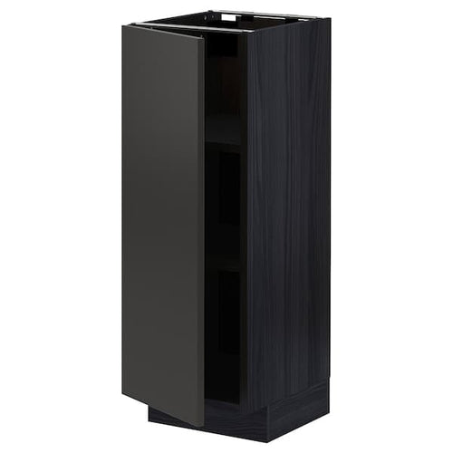METOD - Base cabinet with shelves, black/Nickebo matt anthracite, 30x37 cm