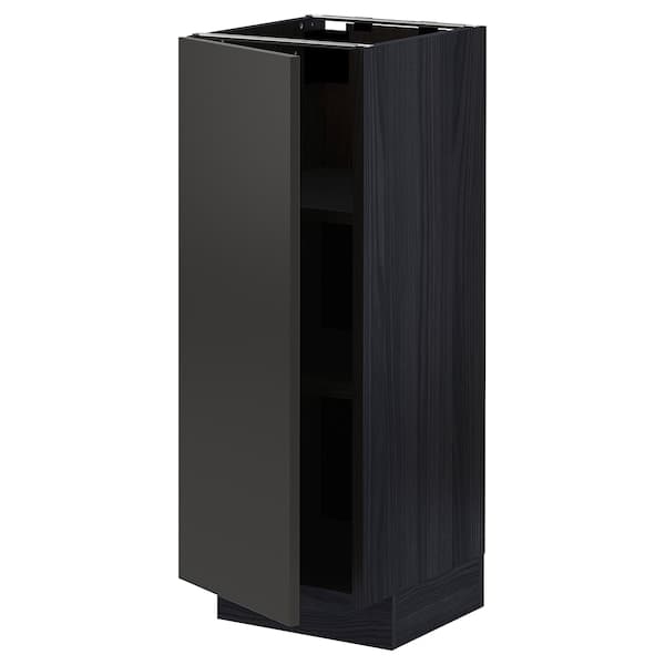 METOD - METOD Base cabinet with shelves, black/Nickebo matt anthracite, 30x37 cm