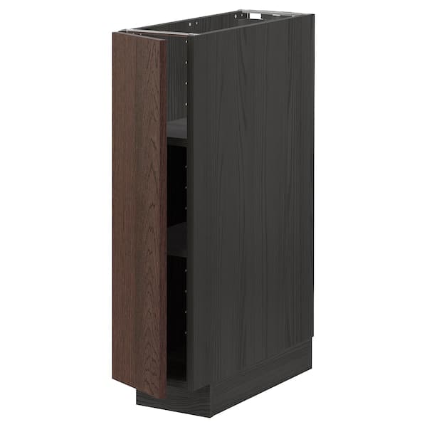 Ikea METOD - Base cabinet with shelves, black/Sinarp brown, 20x60 cm
