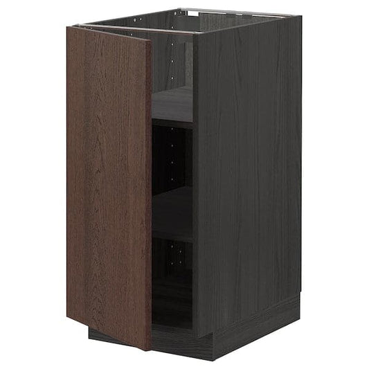 Ikea METOD - Base cabinet with shelves, black/Sinarp brown , 40x60 cm