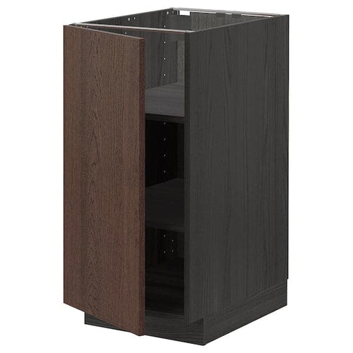 METOD - Base cabinet with shelves, black/Sinarp brown , 40x60 cm