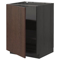 METOD - Base cabinet with shelves, black/Sinarp brown, 60x60 cm - best price from Maltashopper.com 29456004