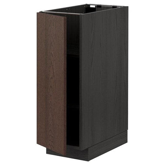 Ikea METOD - Base cabinet with shelves, black/Sinarp brown, 30x60 cm