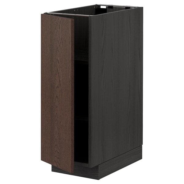 METOD - Base cabinet with shelves, black/Sinarp brown, 30x60 cm