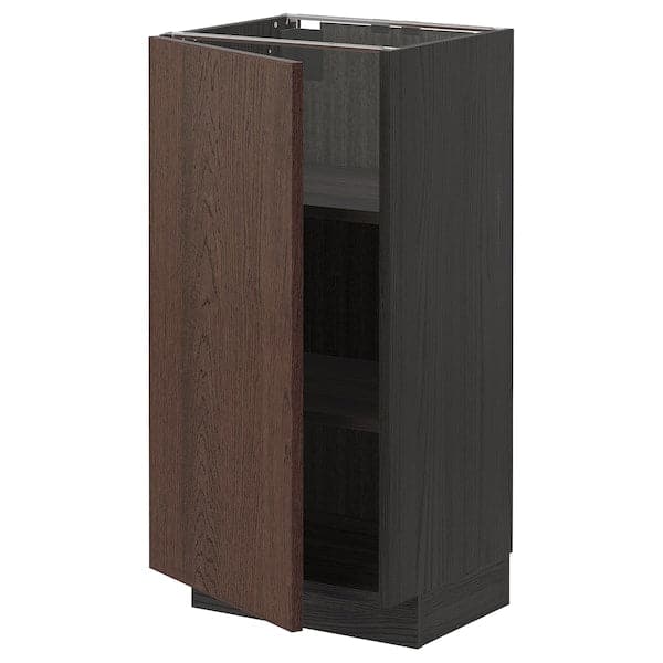 Ikea METOD - Base cabinet with shelves, black/Sinarp brown, 40x37 cm