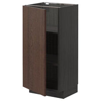 METOD - Base cabinet with shelves, black/Sinarp brown, 40x37 cm - best price from Maltashopper.com 29467432