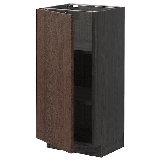 Ikea METOD - Base cabinet with shelves, black/Sinarp brown, 40x37 cm